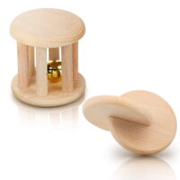2 Pieces Wooden Rattle Wood Interlocking Discs Montessori Toys Wooden Teether Toys Wooden Rattle with Bell Nice Gift for Baby Boys and Girls Birthday Party Favor