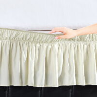 Elegant Comfort Luxury Wrinkle Resistant -Wrap Around Style- Elastic Bed Wrap Ruffled Bed Skirt 16inch Drop, Twin/Full, Cream