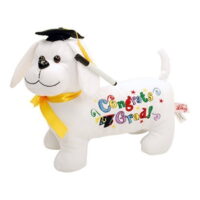 Linzy Toys Graduation Autograph 10.5' Dog Plush Toy with Marker- Congrats Grad!