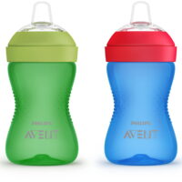Philips Avent My Grippy Spout Sippy Cup with Soft Spout and Leak-Proof Design, Blue/Green, 10oz, 2pk, SCF801/21