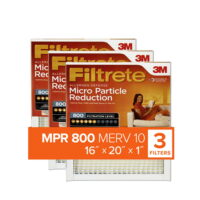 Filtrete by 3M, 16x20x1, MERV 10, Micro Particle Reduction HVAC Furnace Air Filter, Captures Pet Dander and Pollen, 800 MPR, 3 Filters