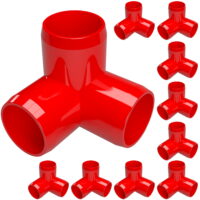 FORMUFIT PVC Fitting, 3-Way Elbow Corner , Furniture Grade, 1/2' Size, Red, 10-Pack (F0123WE-RD-10)