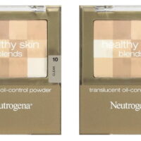Neutrogena Healthy Skin Translucent Oil-Control Powder, Clean 10, 0.2 Oz (Pack of 2) + Makeup Blender Stick, 12 Pcs