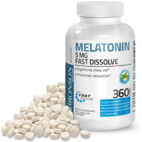 Melatonin 5mg Fast Acting Tablets with Vitamin B6 - Night Time Sleep Aid - Promotes Relaxation, 360 Peppermint Flavored Fast Acting Tablets