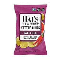 Hal's New York Kettle Cooked Potato Chips, Gluten Free, 2oz (Sweet Chili, Pack of 6)