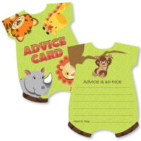 Funfari - Fun Safari Jungle - Baby Bodysuit Wish Card Baby Shower Activities - Shaped Advice Cards Game - Set of 20