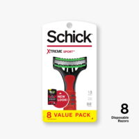 Schick Xtreme 3-Blade Sport Disposable Razors, 8 Ct, Flexible Blade Technology, Aloe Vera & Vitamin E Comfort Strip Helps Prevent Skin Irritation