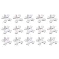 8mm 2P Cross Shape LED Strip Connector for Single Color 3528 Lights 15Pcs