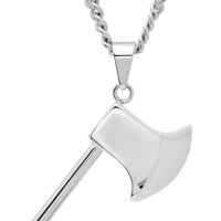 Mens Stainless Steel Hatchet Axe Pendant Necklace