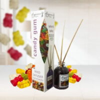 Candy Gum / Sekerli Sakiz Black Natural Bamboo Scented Sticks Reed Diffuser with Scented Sticks and Natural Essential Oil - Home - Office Fitness Club - Best for Aromatherapy - Spa