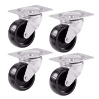 Widesakll 4 Pieces 2' inch Swivel Caster Wheels Hard Rubber Base with Top Plate and Bearing Set