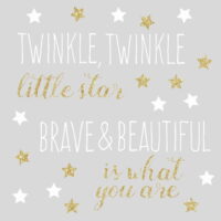 RoomMates Twinkle Twinkle Little Star White and Gold Quote Peel and Stick Wall Decals with Glitter,  14'wide x 4.9'high