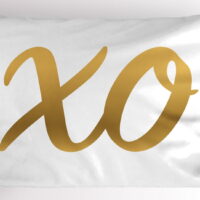 Xo Pillow Sham Hugs and Kisses Valentine Days Inspired Background Vintage Style Celebration Image, Decorative Standard Size Printed Pillowcase, 26 X 20 Inches, Gold and White, by Ambesonne
