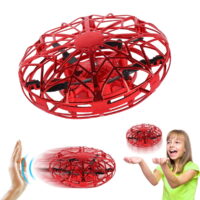 Hand Operated Drones for Kids & Adults, ZIOBLW Super Fun & Easy Hands Free Mini Drone Helicopter (2 Speed & LED Light), Indoor Flying Ball Toys Gifts for 6 7 8 9 10 Years Old Boys & Girls - Red