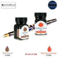 Monteverde 60ml Core Fountain Pen Ink Bottle (30ml Red Velvet Ink Bottle G309RV, 30ml Mandarin Orange Ink Bottle G309MO)