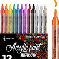 Artistro Acrylic Markers Set of 12 Medium Tip Paint Pens 2 to 3mm Painting Marker Kit