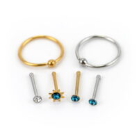 Claire's Women's Mixed Metal 20G Starburst Mixed Nose Rings, Bar Closure, 6 Pack, 70503