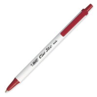 BIC Clic Stic Retractable Ballpoint Pens Medium Pen Point - Retractable - Red - White Barrel - 12 / Dozen