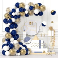 Willstar DIY Latex Confetti Balloon Navy Blue White Gold Arch Garland Kit Wedding Baby Shower Birthday Ornament Party Supplies