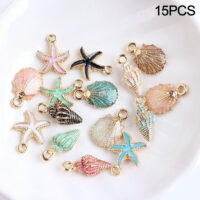15 Pcs Unisex Jewelry Accessory Shell Conch Starfish Pendant for Necklace Bracelet