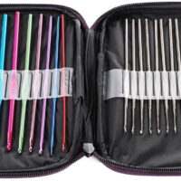 Naler 22 Pieces Mixed Aluminum Handle Crochet Hooks Knitting Knit Needles Weave Yarn Set