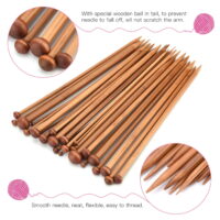 CHICIRIS 36PCS Bamboo Knitting Needles Set, Single Pointed Carbonized Knitting Needles, 18 Sizes from 2.0mm-10.0mm, 9 Inches Length for Handmade Creative DIY