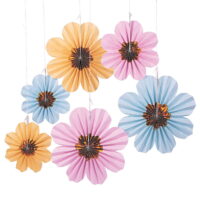 Daisy Pastel Hanging Fans - Party Decor - 6 Pieces