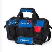 WORKPRO 14-inch Tool Bag, Multi-pocket Tool Organizer with Adjustable Shoulder Strap