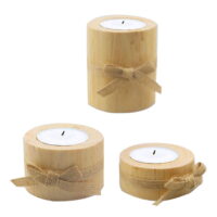 3pcs Rustic Wooden Pillar Design Candle Holder Stand for Wedding Party Decor