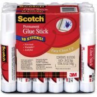 Scotch All Purpose Washable Glue Sticks, White, 18-Count