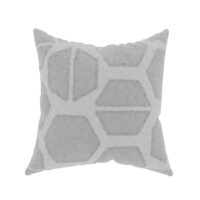 Decorative Throw Pillow Cover, 18” x 18”, Gray/White, Printed Applique Geometric Pattern on Poly Velvet with Corner Tassels Creating an Effortlessly Modern Sense of Style for Bed and Sofa