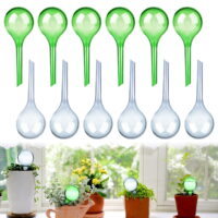 Automatic Self-Watering Bulbs, Garden Water Device Plant Clear Watering Bulbs, 12 Pack Plant Watering Globes for Plants Indoor Outdoor (White & Green)