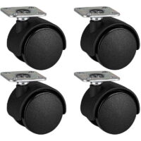 Factory Buyouts 4-Pack 1.5' Black Plastic Caster Wheel Swivel Plate Caster with 55 lb. Load Rating