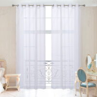 2 Piece White Window Sheer Curtains Grommet Panels 54' X 84' Total 108' X 84' Inch Length for Bedroom/Living Room