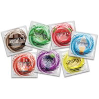 Trustex NON-LUBRICATED Flavors + Brass Lunamax Pocket Case, Assorted Flavored Latex Condoms-24 Count
