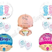 NEW!! GENDER REVEAL He/She? BOY GIRL BABY SHOWER Balloons Decorations Supplies