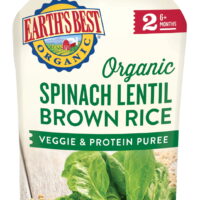 Earth's Best Organic Stage 2 Baby Food, Spinach Lentil Brown Rice, 3.5 oz Pouch