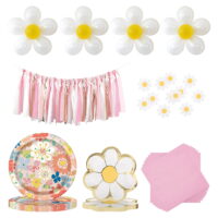Way to Celebrate! Retro Daisy Birthday Party Tableware and Decoration Kit for 8