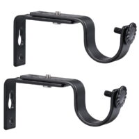 OUNONA 2PCS Adjustable Curtain Rod Bracket with Screws Wall-mounted Curtain Pole Drapery Bracket for 15-22mm Rod (Black)