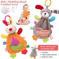 LNKOO 2 PCS Baby Soft Hanging Rattle Crinkle Squeaky Toy - Baby Toys for 0 3 6 9 to 1 Year Animal Ring Plush Stroller Infant Car Bed Crib Travel Activity Hanging with Teether for Boys Girls