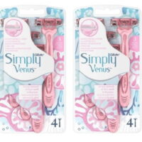 Gillette Simply Venus 3 Blade Disposable Razors, with Moisture Rich Strip, 4 Count (Pack of 2) + Facial Hair Remover Spring