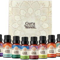 GuruNanda Essential Oils Therapeutic Natural Aromatherapy for Diffuser & Topical - Lavender, Peppermint, Eucalyptus, Orange, Lemongrass, Cedarwood, Tea Tree & Frankincense