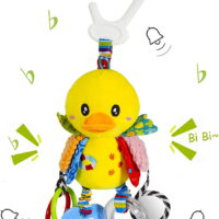 Stroller Toys and Car Seat Toys for Infants with Teether Hanging Stroller Toys,Yellow Duck Plush Toys