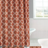 4 Piece Orange Butterfly Bathroom For Any Season Print Design Set 2 Bath Math, 1 piece Shower Curtain , 12 Rings Covered Anti -Slip Rubber Mat Backing