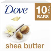 Dove Beauty Bar Shea Butter & Vanilla More Moisturizing Than Bar Soap, 3.75 oz, 10 Bars