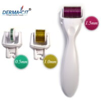 DERMA-CIT 3-In-1  Derma Roller Titanium Micro Needle Skin Care Kit (3 Separate Roller Heads (0.5mm 1.0mm and 1.5mm)