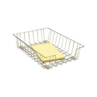 Wire Desk Tray Organizer 1 Section, Letter Size Files, 10" x 14.13" x 3", Silver