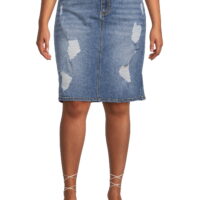 Alivia Ford Women's Plus Size Destructed Denim Skirt