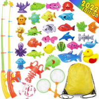 40 PCS Magnetic Fishing Game Party Favors 40 Pcs - Fishes for Kids Water Table Bath Tub Pool Floor, Best Birthday Gift for Toddler 3 4 5 Year Old