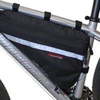 Bushwhacker Fargo Black - Large Triangle Bicycle Frame Bag w/ Reflective Trim Cycling Pack Bike Under Seat Top Tube Bag Front Rear Accessories Crossbar